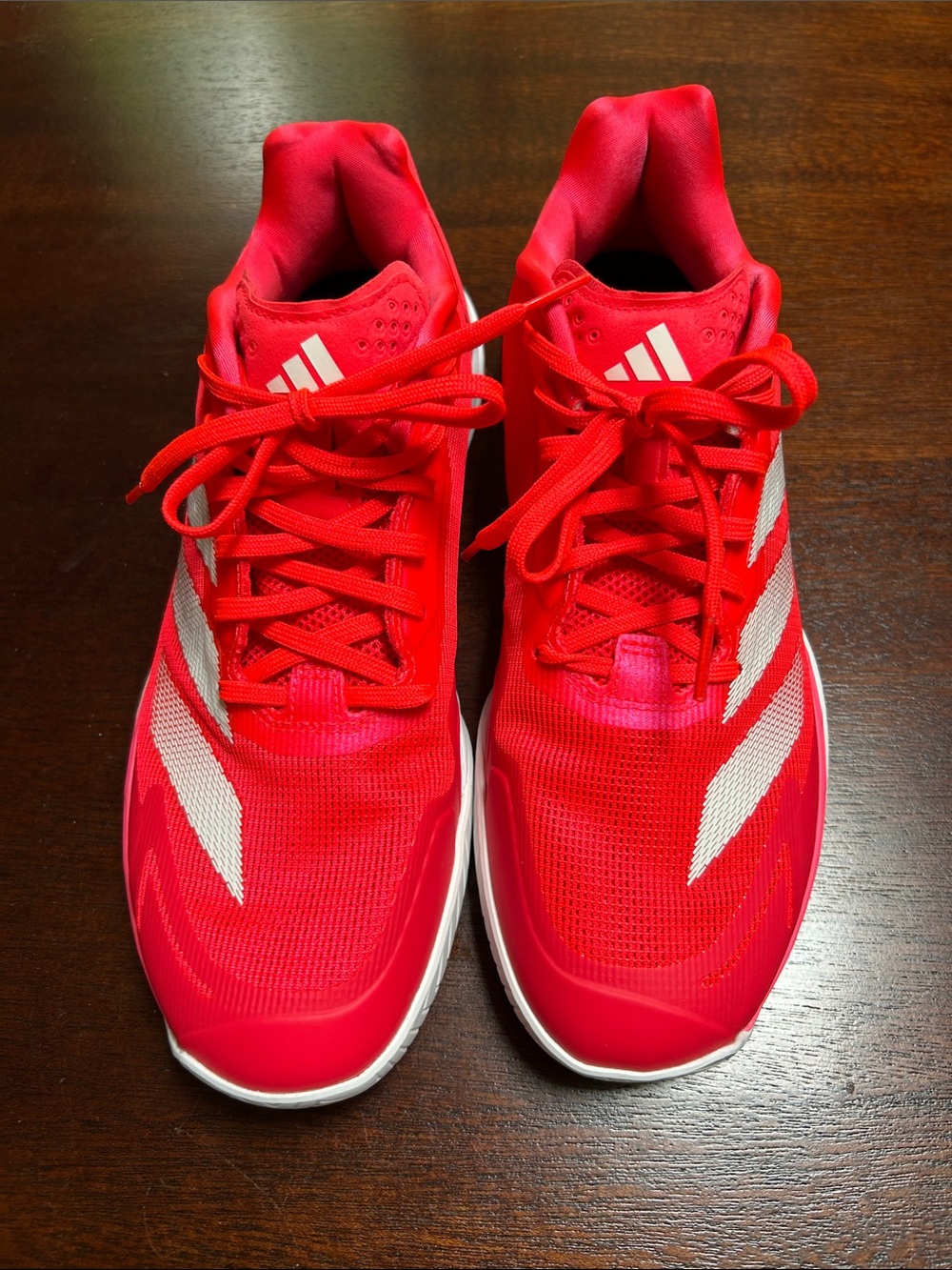 adidas Red Mesh Running Shoes with White Stripes